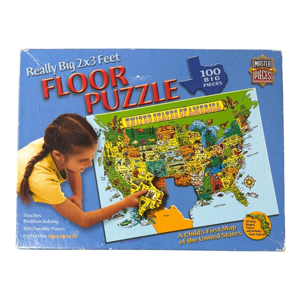 Master Pieces Really Big 2 x 3 Floor‎ Puzzle Map of United States EUC